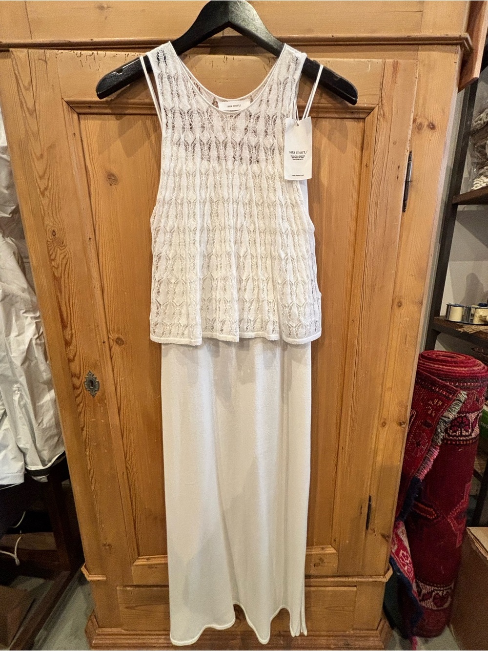White Layered Knit Tank Maxi Dress - Two Piece